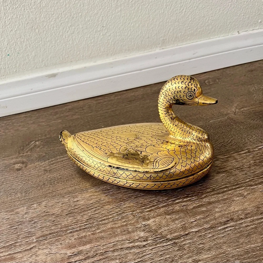 Gold Duck Trinket Box